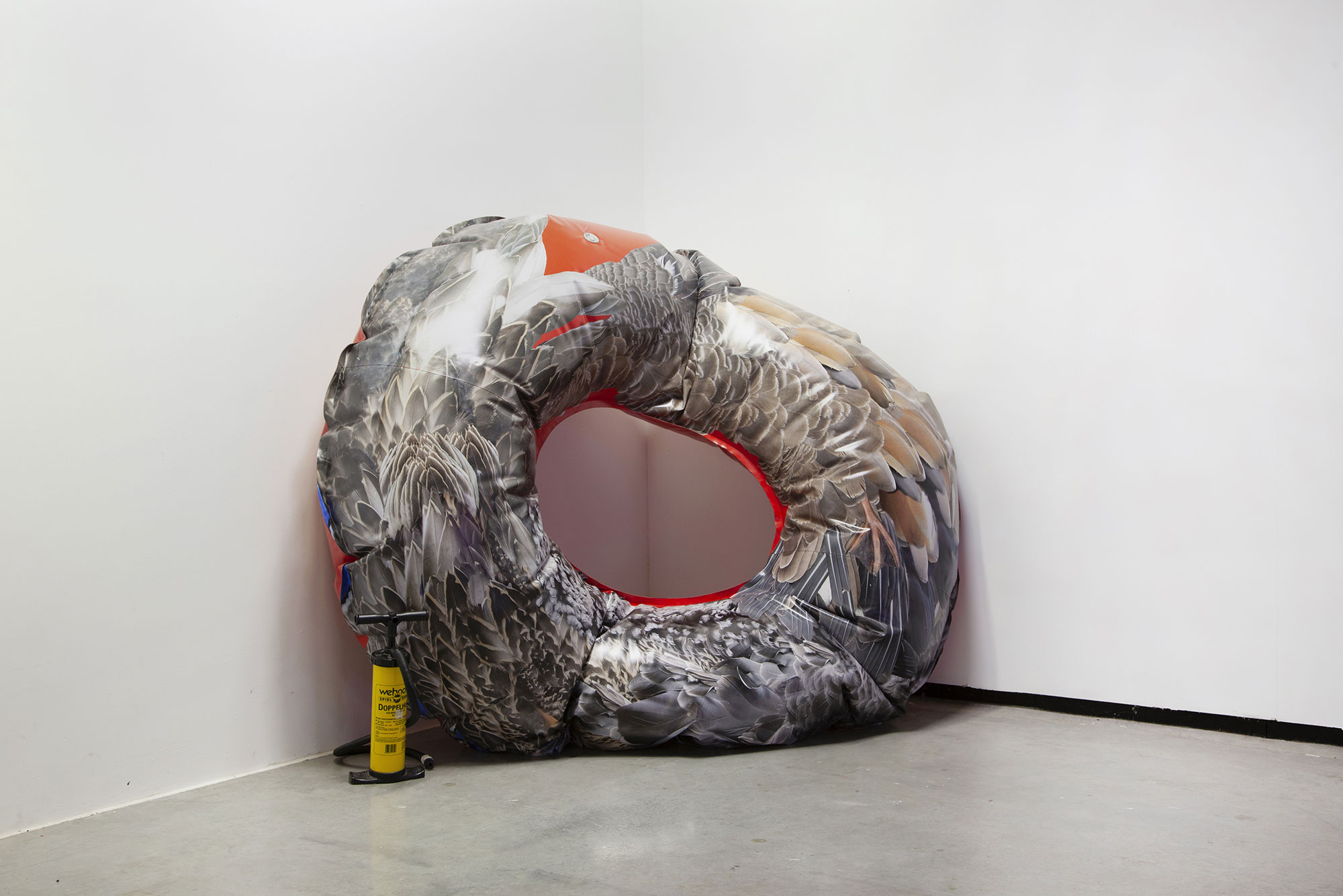 Medusa : floating body #3, feathered floating ring, printed PVC, 180x200x50cm, installation view, 2020